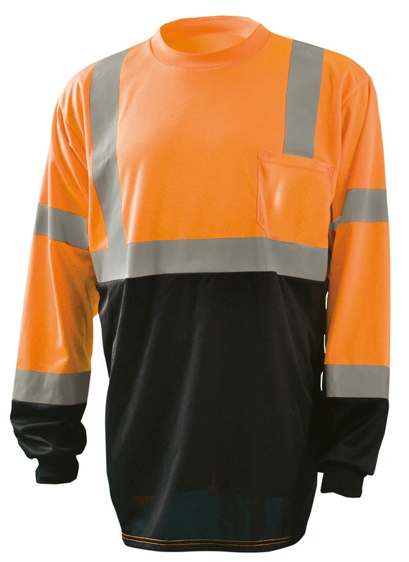 Long Sleeve Black Bottom Wicking Birdseye T-Shirt W/Pocket